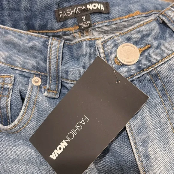 NWT [Fashion Nova] 90's Flashback Tapered Jeans - Medium Blue Wash Women’s Sz 7 - Picture 6 of 8
